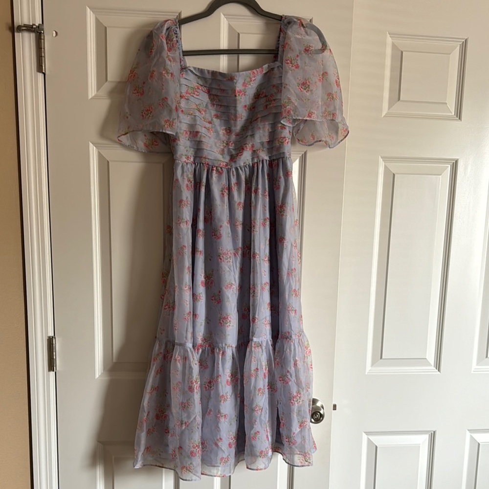 Abercrombie & Fitch Floral Dress - Light Blue and Pink